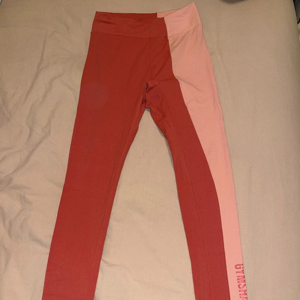 Gymshark Duo Leggings - Brick Red/Peach - Medium
